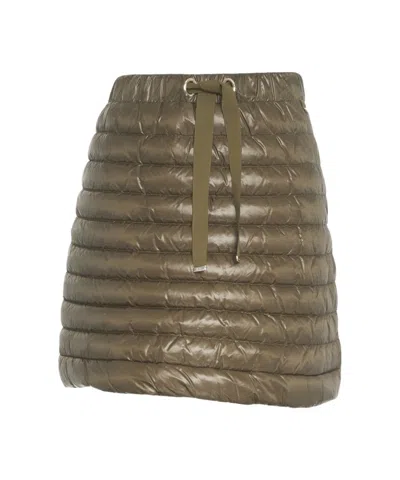 Herno Quilted Mini Skirt With Lightweight Down Filling And Adjustable Waistband In Brown