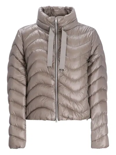 Herno Quilted Mock-neck Jacket In Gray
