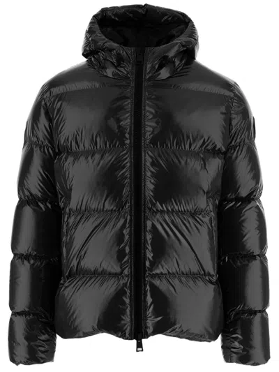 Herno Quilted Nylon Down Jacket With Adjustable Hood And Elasticated Hems In Black
