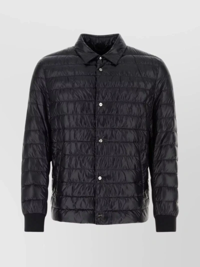 Herno Quilted Nylon Jacket With Ribbed Cuffs And Hem In Black