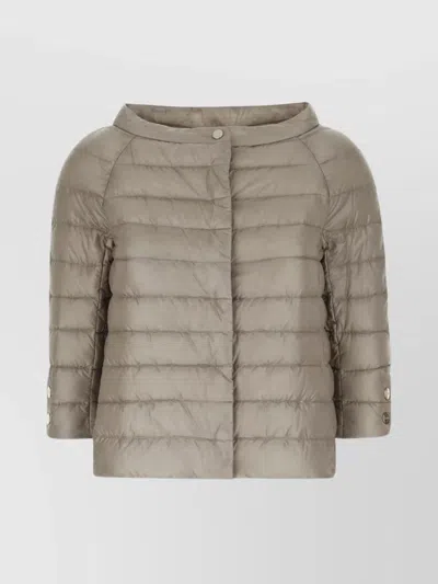 Herno Quilted Padded 3/4 Sleeves Down Jacket In Neutral