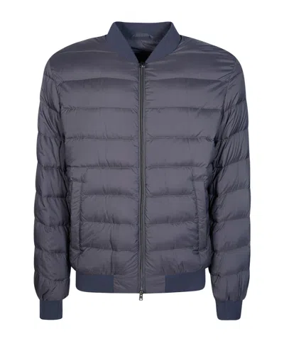 Herno Quilted Padded Bomber Jacket In Blue