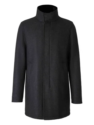 Herno Luxury Wool Jacket With Removable Fur Collar In Blue