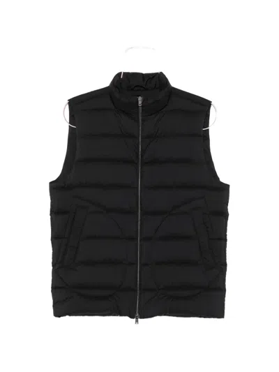 Herno High Neck Quilted Down Gilet Straight Hem In Black