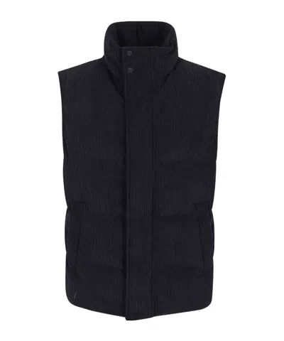 Herno Quilted Corduroy Gilet In Animal Print