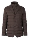 Herno Layered Effect Quilted Coat In Brown