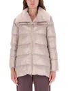 Herno Quilted Padded Multi-color Sports Jacket With Asymmetrical Zip Closure In Pink