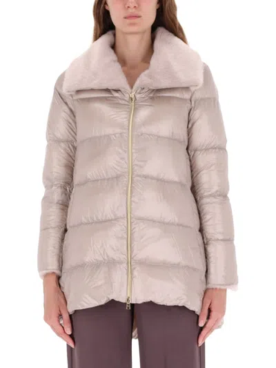 HERNO QUILTED PADDED MULTI-COLOR SPORTS JACKET WITH ASYMMETRICAL ZIP CLOSURE