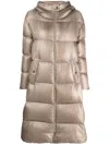 Herno Quilted Padded Zipped Coat In Neutrals