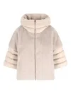 Herno Quilted-panel Faux-fur Jacket In Neutral