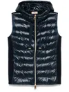 Herno Quilted Vest With Shiny Finish And Cozy Hood In Blue