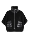 Herno Resort Poncho In Wool And Cashemre With Ultralight Nylon Details In Black