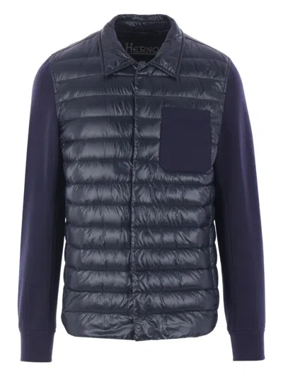 Herno Long-sleeved Quilted Jacket In Blue
