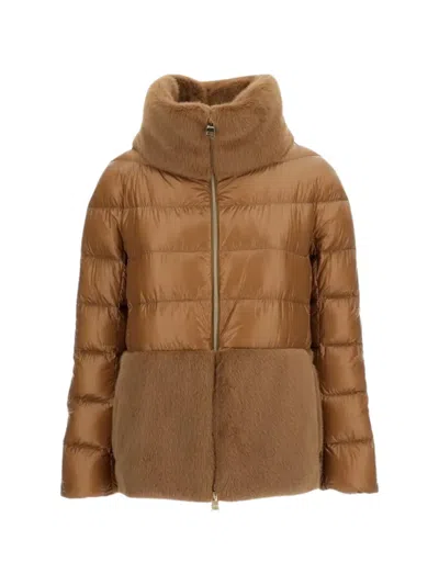 Herno Quilted Panelled Jacket In Brown
