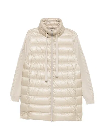 Herno Quilted Panelled Zip-up Coat In Neutral
