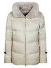 Herno Quilted Plush Collar Down Coat In White