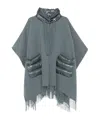 Herno Quilted-pocket Fringed Poncho In Gray
