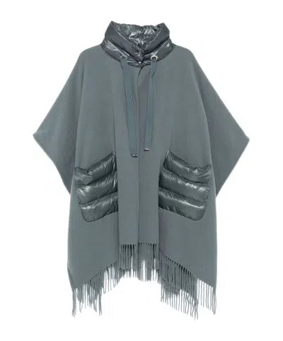 HERNO HERNO HIGH-NECK FRINGED-EDGE DRAWSTRING PONCHO