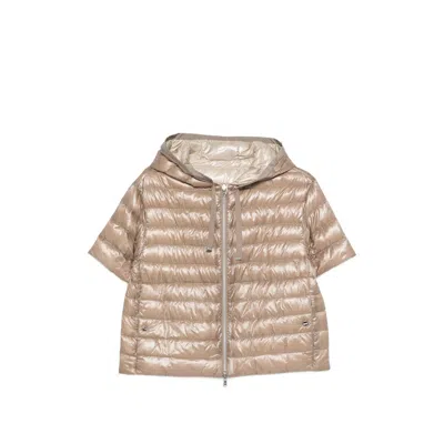 Herno Quilted Polyamide Hooded Down Jacket In Brown