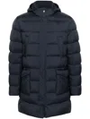 Herno Long Quilted Down Jacket With Hood And Flap Pockets In 蓝色