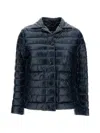 Herno Quilted Blue Down Jacket With Button Fastening In Blue