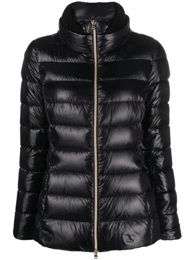 Herno Quilted Puffer Jacket With High Collar In Black