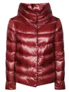 Herno Women Burgundy Ultralight Nylon Cape Down Jacket In Red