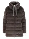 Herno A-shape Down Jacket Drawstring Detail In Brown