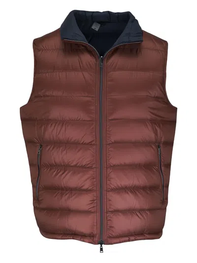 Herno Quilted Reversible Gilet In Brown