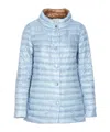 Herno Light Blue And Brown Down Jacket With Branded Buttons In Polyamide Woman In Blue