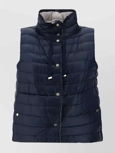 Herno Quilted Reversible Vest Hood In Blue