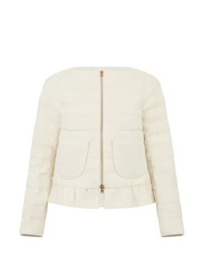 Herno Quilted Ruffled Jacket In Neutral