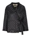 Herno Quilted Sequin Embellished Tied-waist Jacket In Black