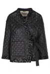 Herno Quilted Sequin Embellished Tied-waist Jacket In Nero