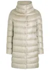 Herno Long Quilted Padded Coat With High Collar In Gold