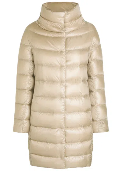 Herno Quilted Shell Coat In Neutral