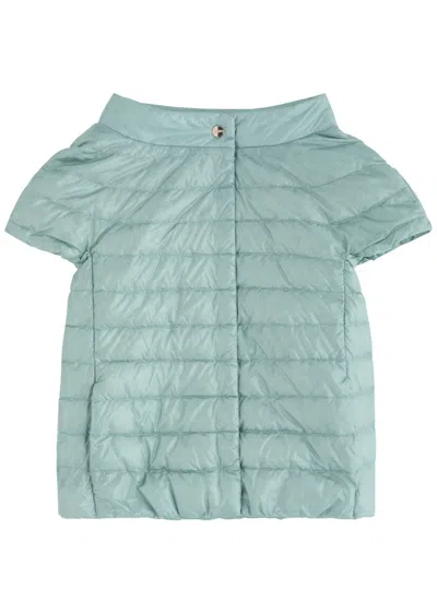 Herno Quilted Shell Gilet In Light Blue