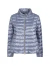 Herno Mini Short Quilted Down Jacket With High Collar For Women In Blue