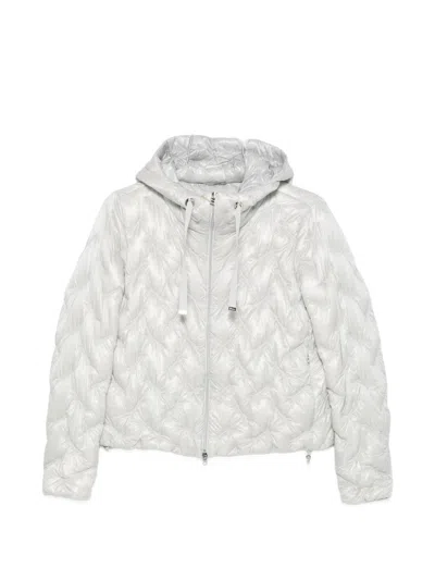 Herno Short Quilted Down Jacket Hooded In Gray