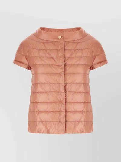 Herno Quilted Short Sleeve Collar Detail Lightweight In Pink