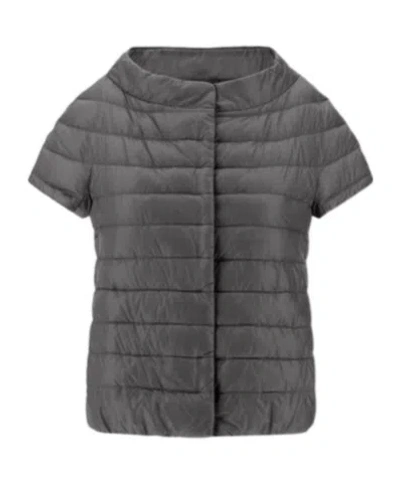 Herno Quilted Short-sleeved Down Jacket In Gray