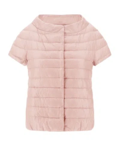 Herno Quilted Short-sleeved Down Jacket In Pink