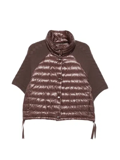 Herno Quilted Short-sleeve Jacket In Brown