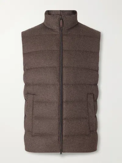 Herno Quilted Silk And Cashmere-blend Gilet In Brown