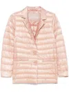 Herno Quilted Single-breasted Blazer With Shiny Finish In Pink