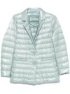 Herno Quilted Single-breasted Blazer With Shiny Finish In Silver