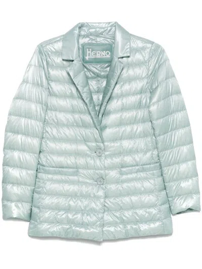 HERNO QUILTED SINGLE-BREASTED BLAZER WITH SHINY FINISH