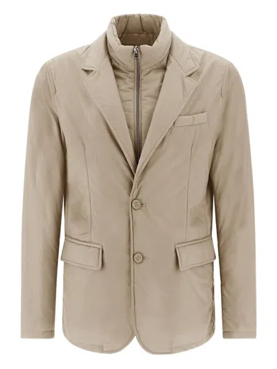 Herno Quilted Single-breasted Blazer In Neutral