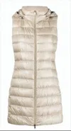 Herno Lightweight Longline Hooded Sleeveless Jacket In Neutral