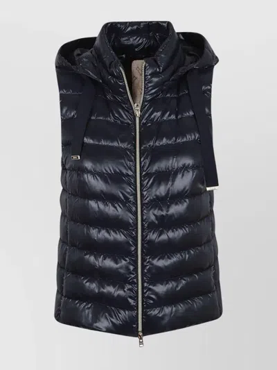 Herno Quilted Sleeveless High Collar Jacket In Black